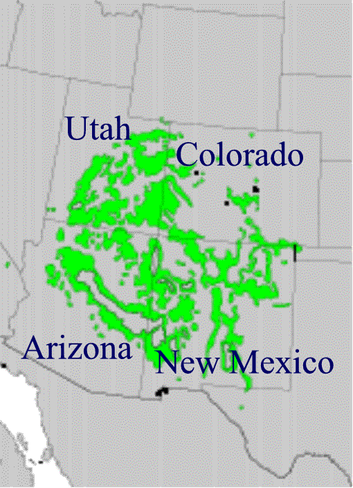 Pinon Nut Harvest Range Map